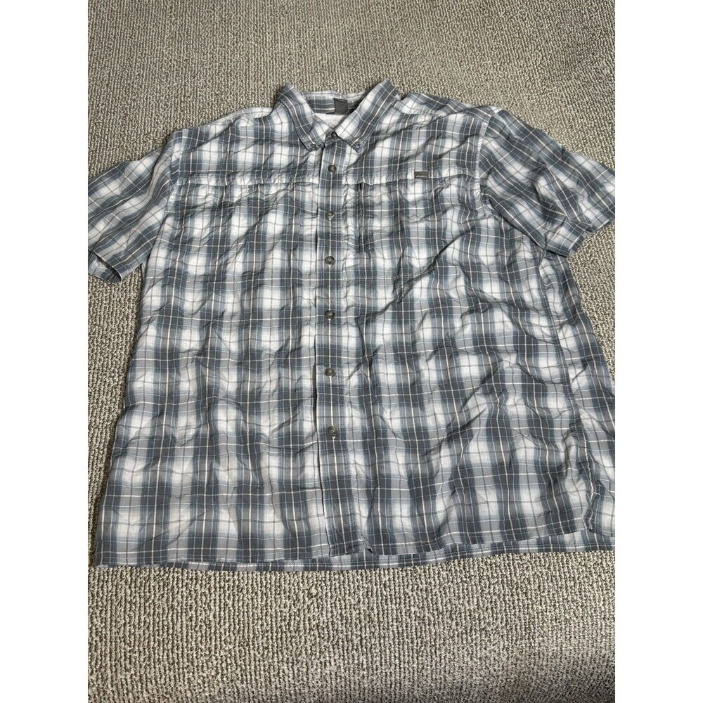 Eddie Bauer AV Button Down Shirt Men’s XL Grey Plaid Outdoor Short Sleeve